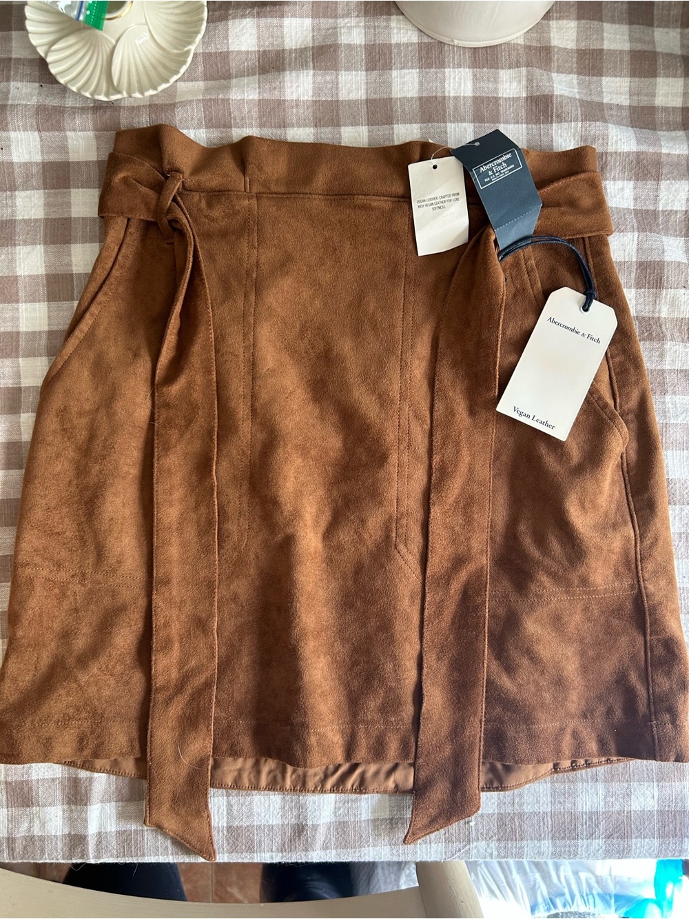 Abercrombie & Fitch Brown Suede-Look Wrap Skirt